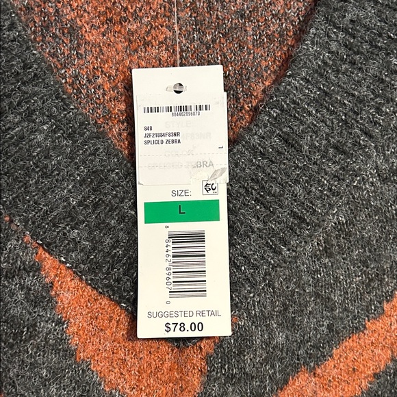 JOSEPH A Size Large NWT Rust Gray Animal Print Pullover V-Neck Sweater Zebra - Picture 3 of 9